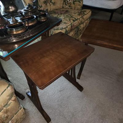 Set of wood nesting tables.