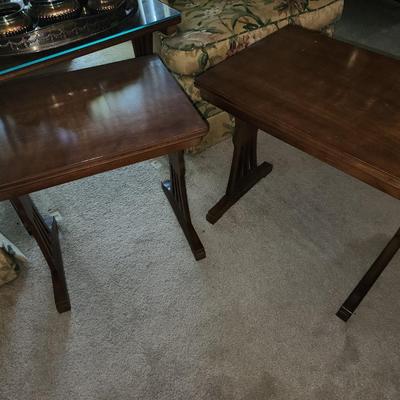 Set of wood nesting tables.