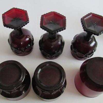 Lot of Ruby Red Wines and Cocktail Glasses