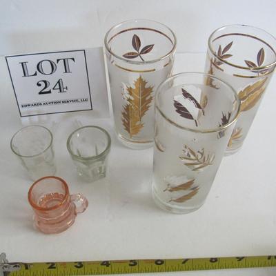 Lot of Vintage Glass Tumblers and Shot Glasses