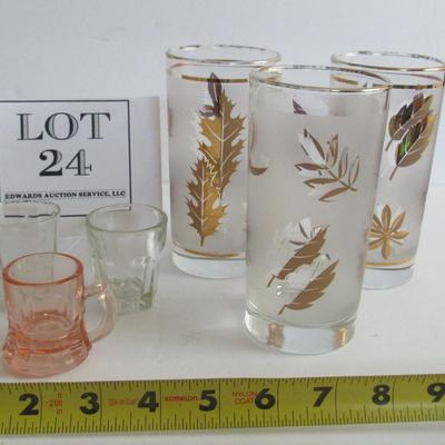 Lot of Vintage Glass Tumblers and Shot Glasses