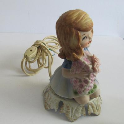 Cute Older Little Girl Night Light, Porcelain Bisque, Works