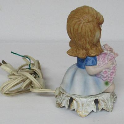 Cute Older Little Girl Night Light, Porcelain Bisque, Works