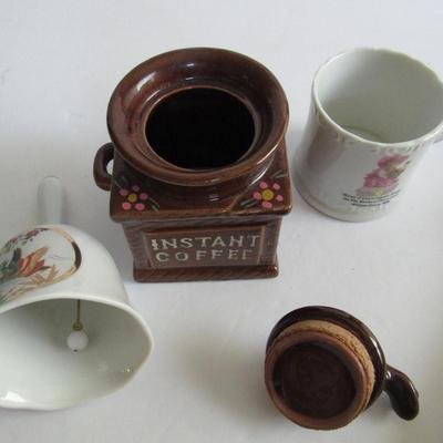 Vintage Instant Coffee Canister, China Bell, Laura Ingalls Wilder Child's Mug