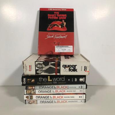 LOT 10: NIP 3-Disc Anniversary Edition Rocky Horror Picture Show w/ Shock Treatment DVD, Orange is the New Black Seasons 1-4, Queer as...