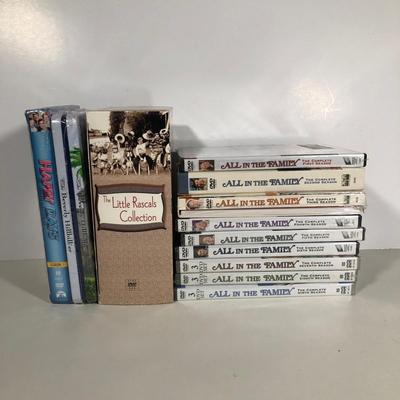 LOT 22: DVD Collection - All in the Family (Complete Series), The Little Rascals Collection, Beverly Hillbillies Tin & Happy Days