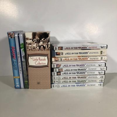 LOT 22: DVD Collection - All in the Family (Complete Series), The Little Rascals Collection, Beverly Hillbillies Tin & Happy Days