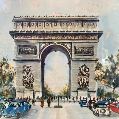 LOT 69: Notre Dame Cathedral & Arc De Triomphe by G. Ducollet Framed Signed Prints