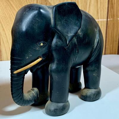 LOT 71: Hand Carved Ebony Wood African Elephant Collection