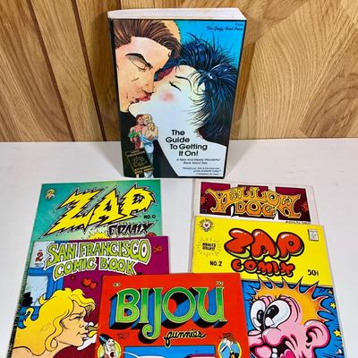LOT 75: Adult Comic &amp; Book Collection: "The Guide To Getting It On", Zap Comix Volume 0 &amp; 2 ...