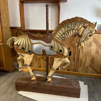 LOT 81: Vintage Wooden Carved Carousel Horse