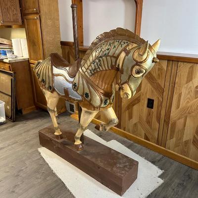 LOT 81: Vintage Wooden Carved Carousel Horse
