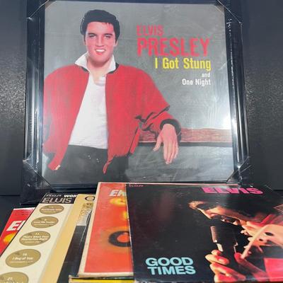LOT 121: Elvis Presley Collection - Vinyl Record Albums and Framed Mirror