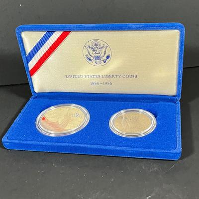 LOT 123: United States 1986 Silver Liberty Dollar and Clad Half Dollar & 1987 Silver Constitution Proof Dollar Coins