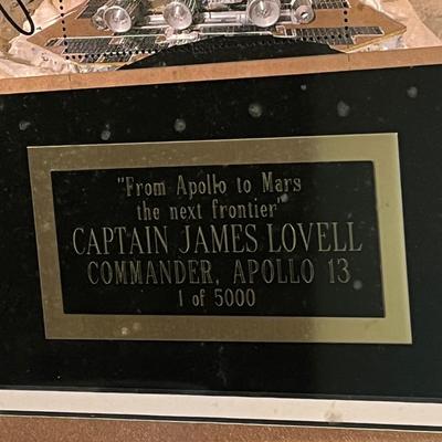 LOT 148: Framed Commemorative Mars Pathfinder Mission Stamp Signed by Apollo 13 Commander Captain James Lovell COA 1 of 5,000