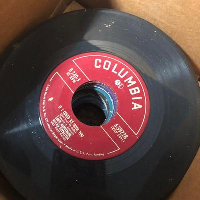 LOT 190: Plastic Record Tote w/ Vinyl Records & 45s