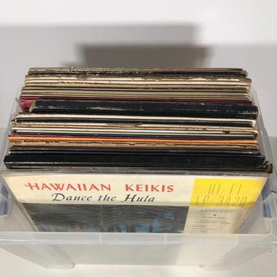 LOT 196: Plastic Record Tote w/ Vinyl Records