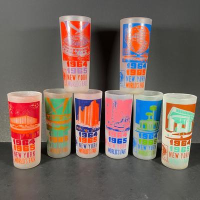 LOT 205: Vintage 1964 New York Worlds Fair Frosted Glass Cups (8)