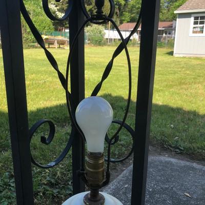 LOT 276: Vintage Levitton Milk Glass Painted Lamp