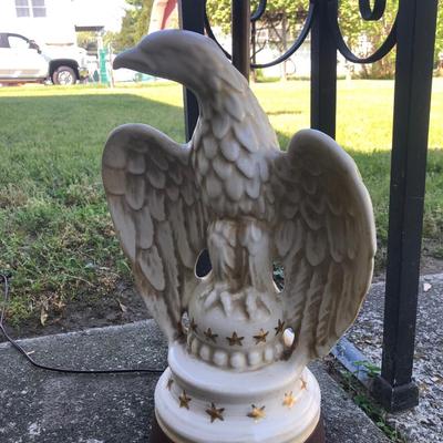 LOT 277: Vintage Ceramic Eagle Lamp