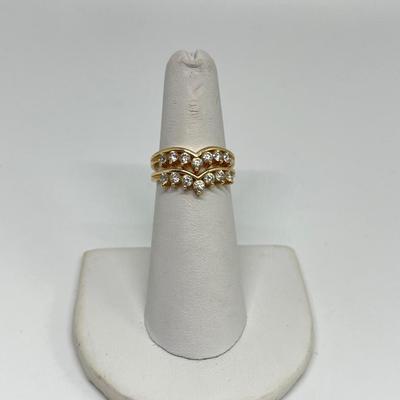 LOT 325: 14K Gold Cubic Zirconia Size 6 Rings - Marked P14K & DQ - 4.60 gtw