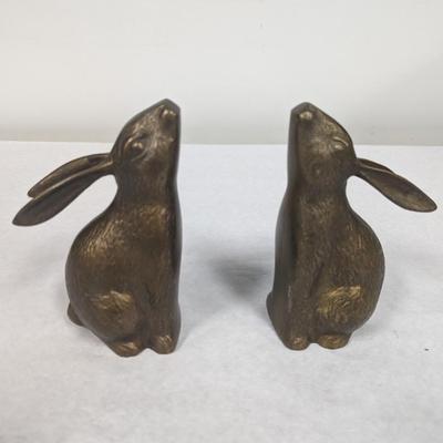 Brass Rabbit Bookends