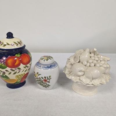 Assortment Of Decorative Jars - Nonni Hand Painted Biscotti Cookie Jar
