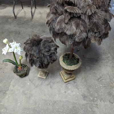 Osterich Feather 'Trees' in Urn Vases