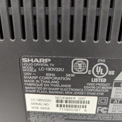 Sharp LC19DV22U 19-Inch LCD TV with Built-In DVD Player & Remote