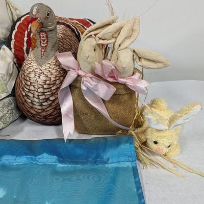 Stuffed Animals & Lady Bug Flag