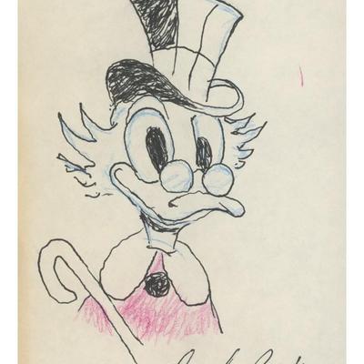 Scrooge McDuck hand drawn signed sketch. GFA Authenticated