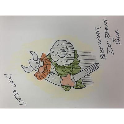 Hagar Sketch Signed by Dik Browne. GFA Authenticated