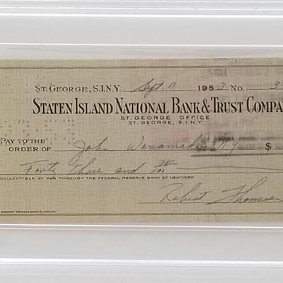 Boston Red Sox Bobby Thomson encapsulated signed check