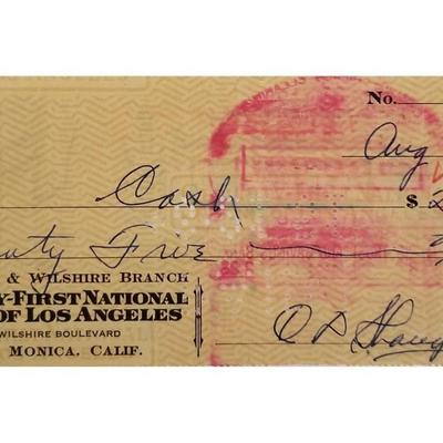 Football Coach Clark Shaughnessy double signed check