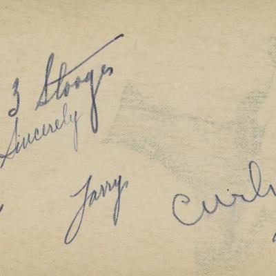 Three Stooges signed postcard