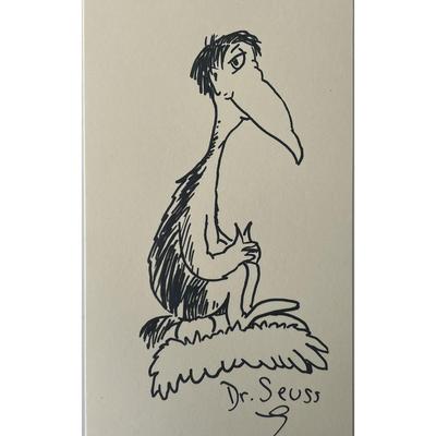 Dr. Seuss hand drawn and signed sketch