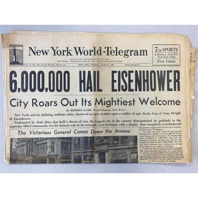 New York World - Telegram Original 1945 Vintage Newspaper