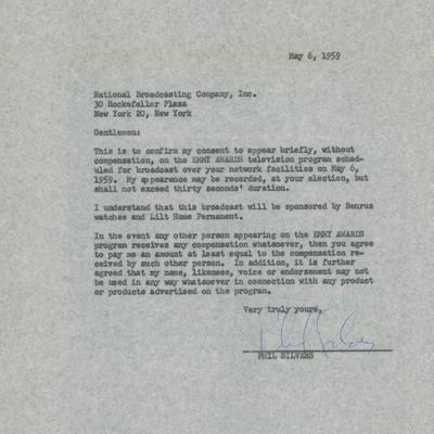 Phil Silvers signed letter