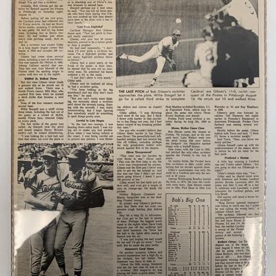 Cardinals Bob Gibson No-Hitter Newspaper article. 1971