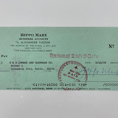 Zeppo Marx signed check 