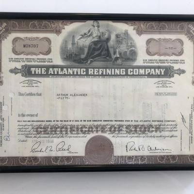 Framed The Atlantic Refining Company Stock Certificate 