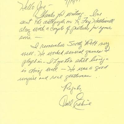 Carl Erskine signed letter- JSA