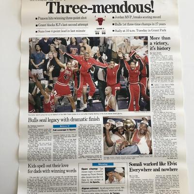 Chicago Bulls Three-Mendous! Chicago Tribune Poster