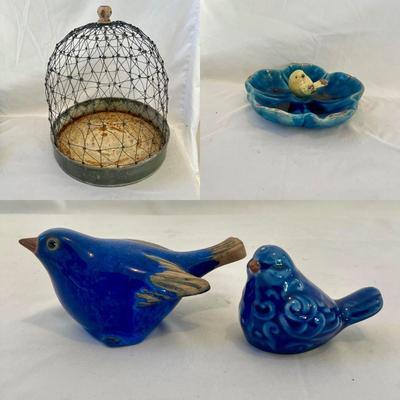 Bird Cage & Ceramic Bird Decor (G-MG)