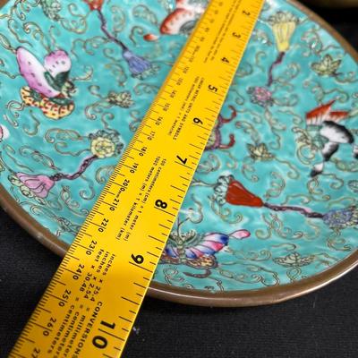 3 Cloisonne plates
