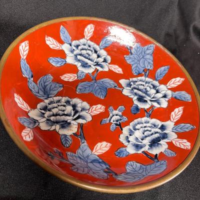 3 Cloisonne plates