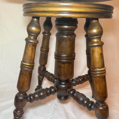 Antique Piano Stool W/Glass Ball Feet (BS-RG)