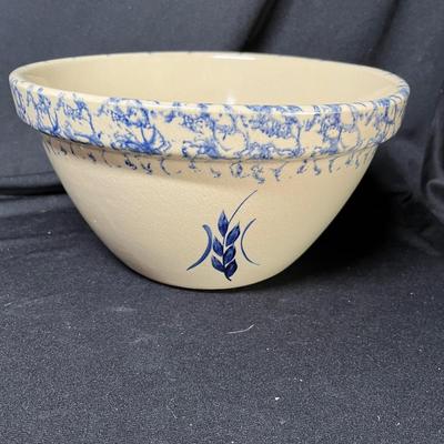 Blue Spongeware mixing bowl