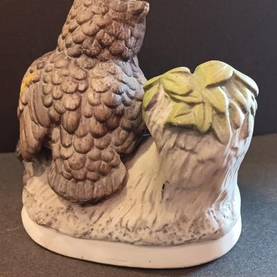 Vintage homeco porcelain owls and two nice Italy signed Alabaster carved owls