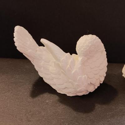 Vintage A. Santini Hand Carved White Alabaster Dove Love Birds Made in Italy